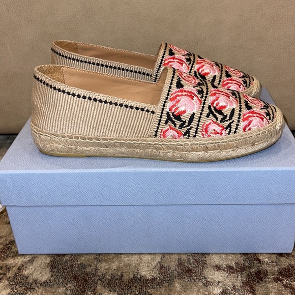 Authentic Prada Floral Embroidered Espadrilles - Picture 11 of 13